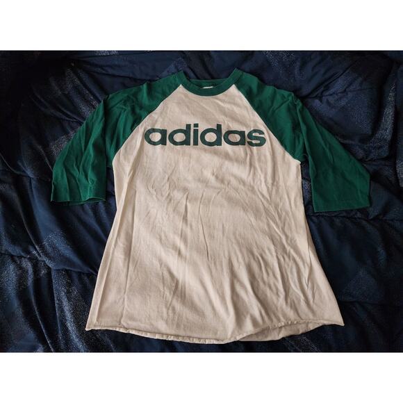 Vtg 80s 90s Adidas 3/4 Sleeve Raglan Baseball T-Shirt Single Stitch USA - Size M